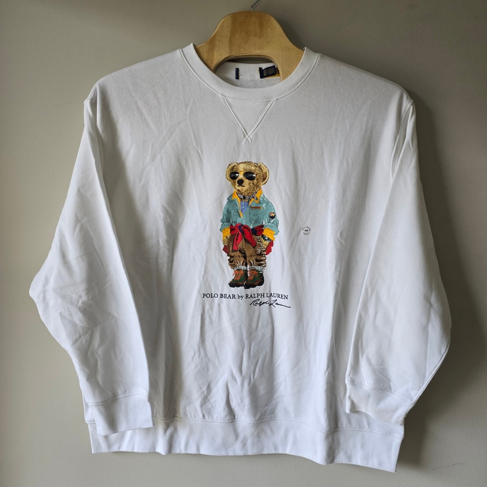 Ralph Lauren Polo Bear Sweatshirt White Crewneck Mens 3XB Graphic Print